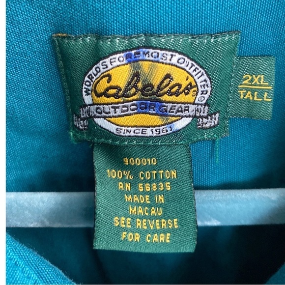 Cabela’s Men’s Blue Button Down Canvas Long Sleeve Work Shirt 2XLT - Picture 4 of 5